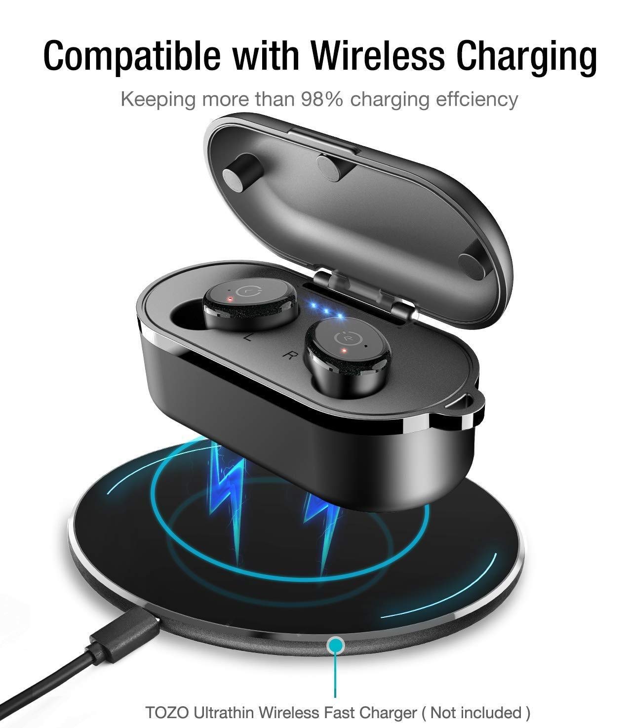 TOZO T10 Bluetooth 5.0 Wireless Earbuds with Wireless Charging Case